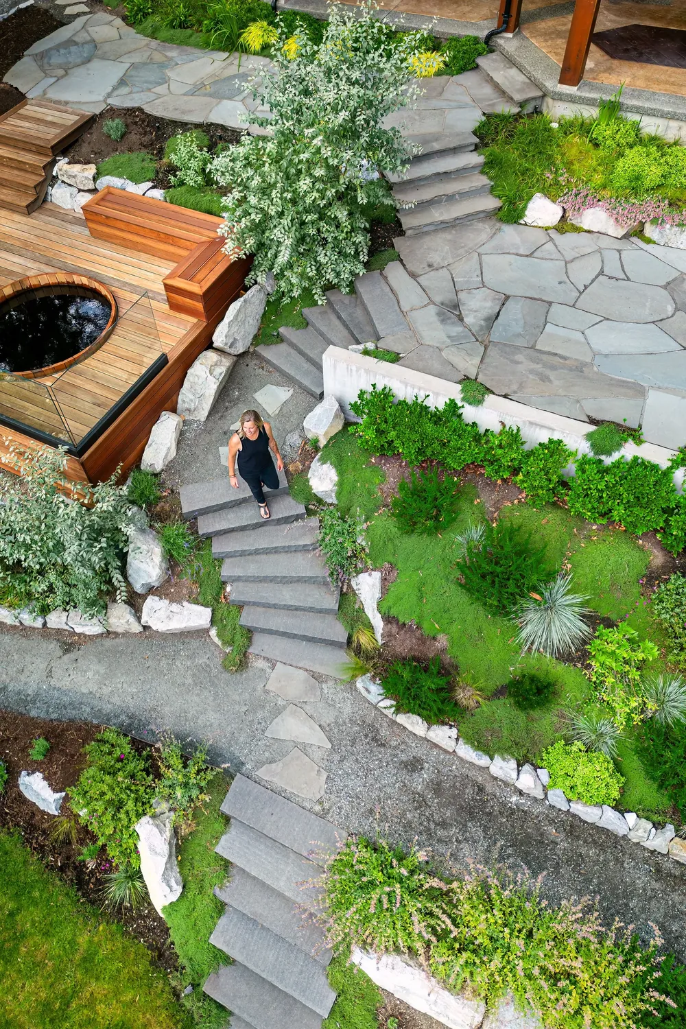 Aerial view of a landscape architecture project by Biophilia Design Collective