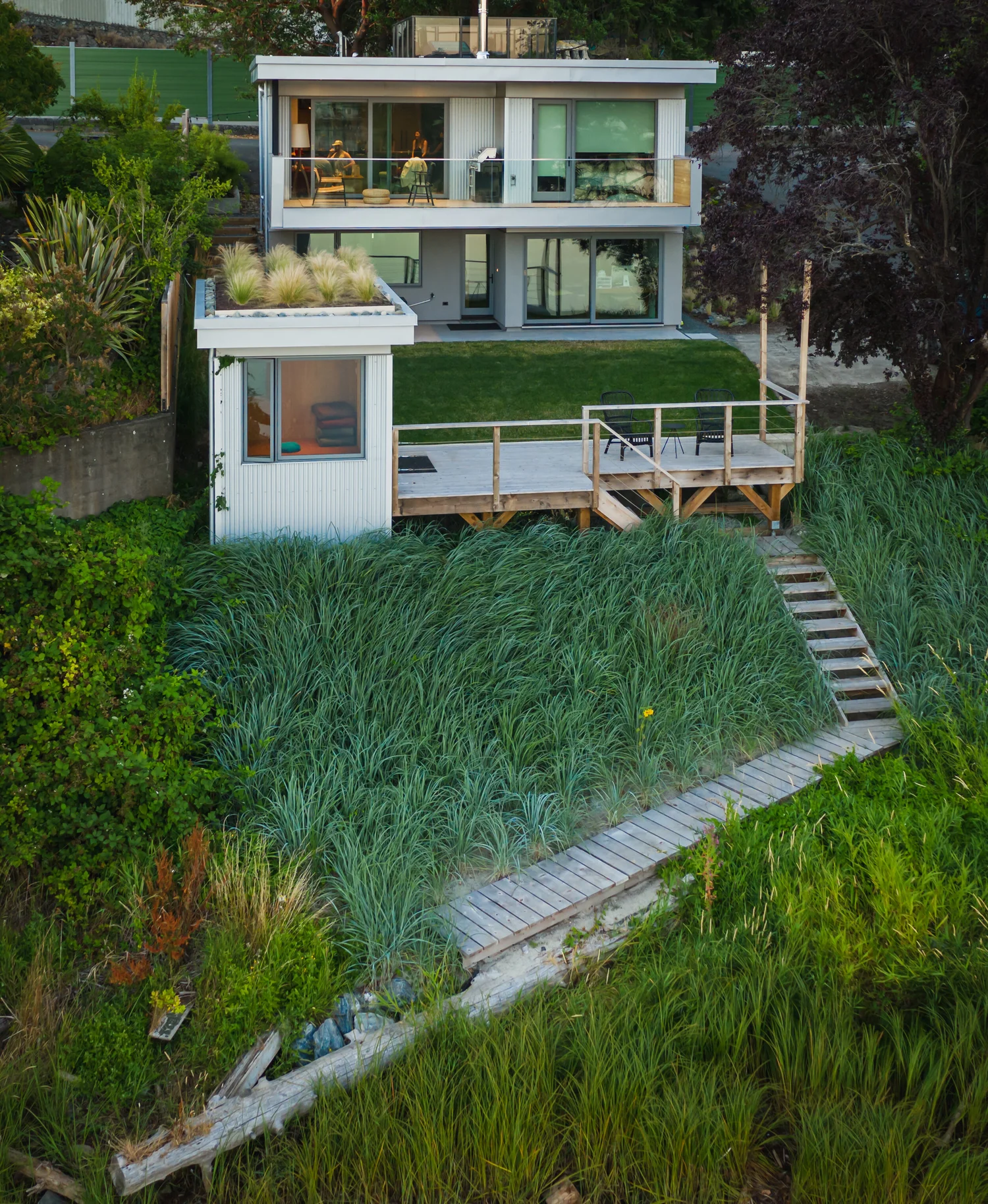 Aerial view of Portage landscape project by Biophilia Design Collective